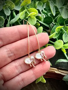 Long Heart Gold Hoop Earrings