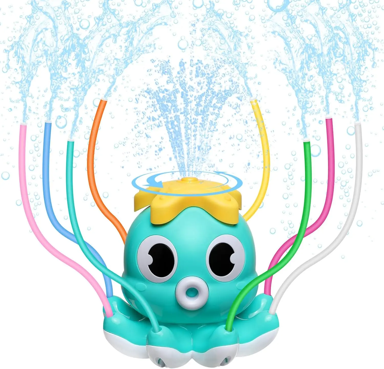 MoKo Water Spray Sprinkler for Kids-Cute Sprinkler with 8 Wiggle Tubes and 2 Hose Clamps Outdoor Sprinklers Summer Octopuses Toys for Garden Backyard Lawn Splashing Fun Toys for Boys Girls, Light Blue