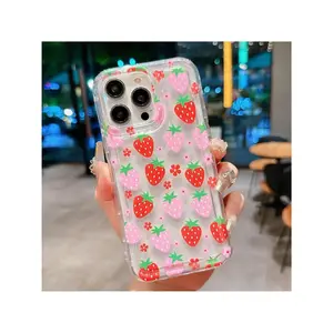Strawberry Pattern Phone Case, 1 Count Decorative Phone Protective Cover, Phone Accessories Compatible With IPhone XR 11 12 13 14 15 Plus 15 Pro Max Series