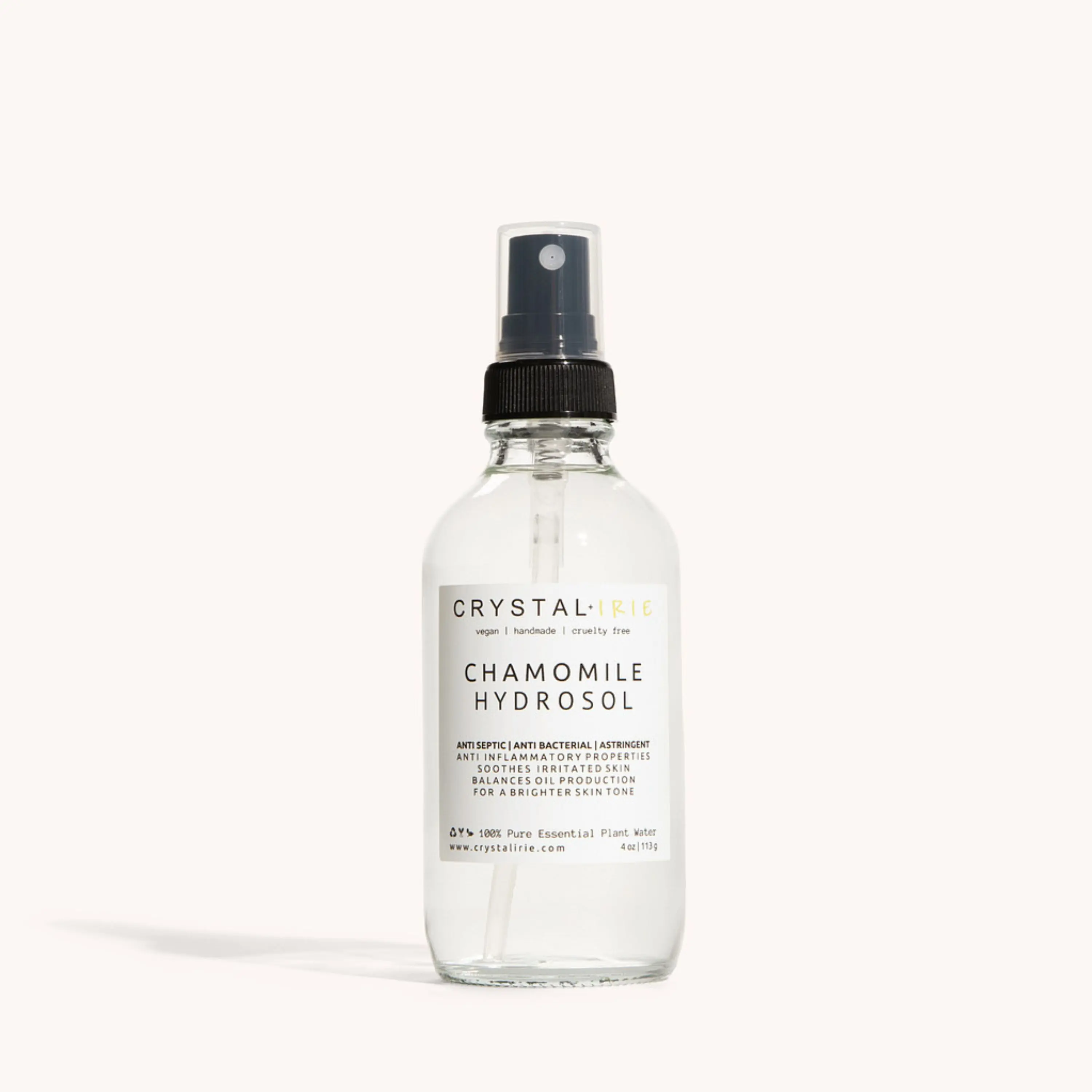 Crystal Irie Pure Hydrosol Spray Mist, Moisturizing Skincare for Dry Skin, Anti-Inflammatory Plant Water for Dewy Skin Routine