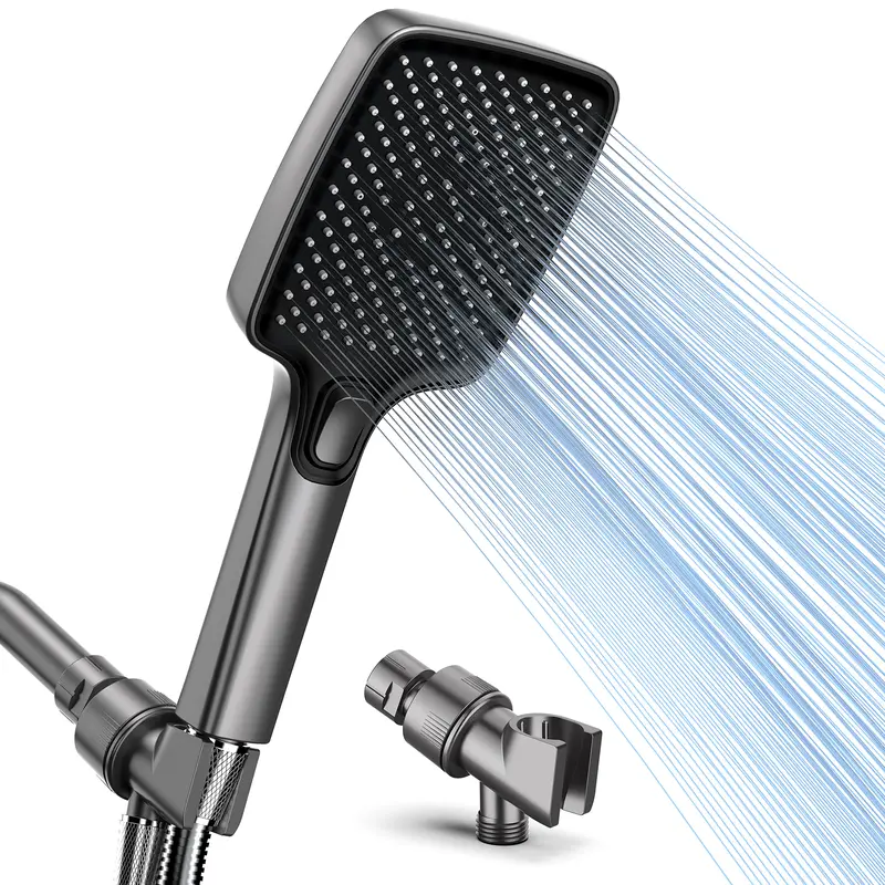 High Pressure Multi-Mode Handheld Showerhead - Anti-clogging nozzles, built-in power wash function for cleaning tubs, tiles and pets, extra-long stainless steel hose, wall and ceiling mounts.