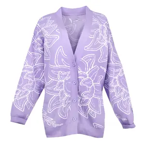 PUMA Womens Stewie City Of Love Floral Cardigan Jacket Athletic Outerwear Casual - Purple