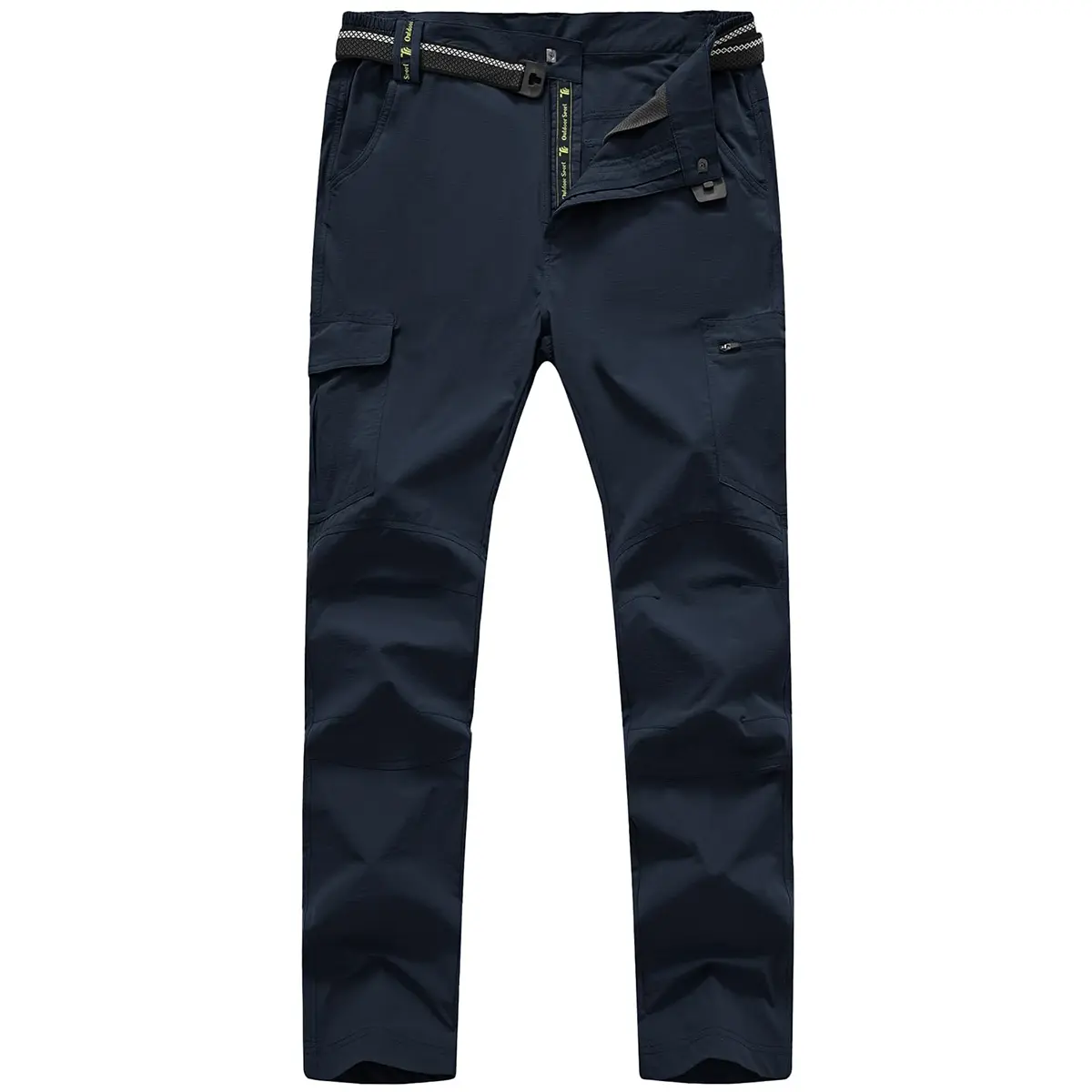 Men's Lightweight Hiking Pants with Belt 5 Zip Pockets Waterproof Quick-Dry Travel Fishing Work Outdoor Pants
