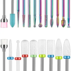 21pcs Nail Drill Bits Sets, 3/32 Inch Cuticle Electric Nail File and Ceramic Acrylic Gel Nail Bit Kit, Acrylic Nail Art Tools, Carbide Remover Bits for Manicure Pedicure, Home Salon
