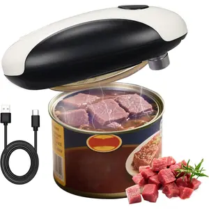 Rechargeable Electric Can Opener Portable Automatic Side Can Opener Food Safe Smooth Edged for Seniors with Arthritis Fits All Can Sizes Black &White
