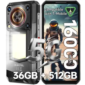 OUKITEL WP56 Rugged 5G Unlocked Phone, 36GB+512GB Mobile Phone, 16000mAh Battery (45W), 1000LM Camping Lamp, 6.8" FHD+ Screen, 108MP Camera, 5G Dual SIM Smartphone with Android 15 / IP68/IP69K/NFC