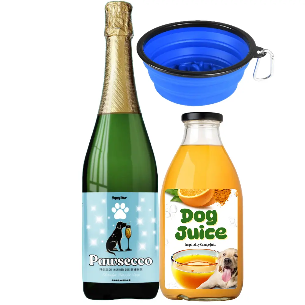 Dog Mimosa Kit by Yappy Hour | Non-Alcoholic Dog Beverages | Dog Booze | Pawsecco & Dog Juice Drink