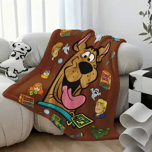 1pc Scooby-Doo Fleece Blanket - Cartoon Mystery Style & Colorful Character Pattern, All-Season/Car/Nap/Room Decor (Bed/Sofa/Wall) Use, For Scooby-Doo Fans & Cartoon Lovers, Ultra-Soft Warm Cozy, Multi-Scene