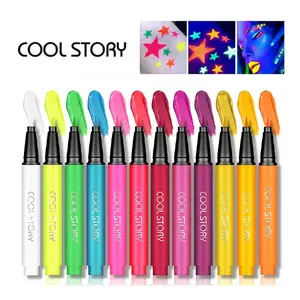 Cool Story Glow-in-the-Dark Neon Eyeliner Set 12 Vibrant Colors for Festival Party Creative Makeup Looks Perfect for Nightlife