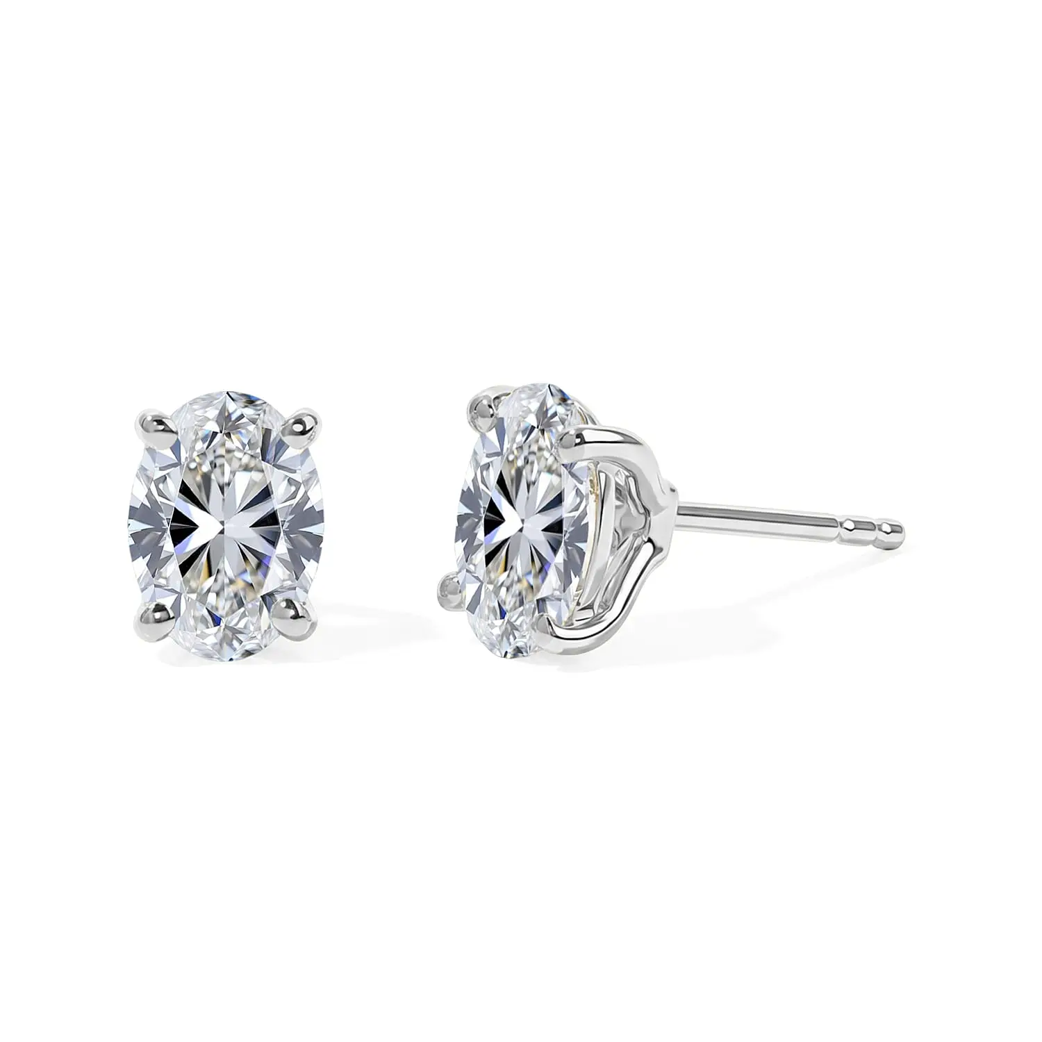 SGL Certified 10K White Gold Luxuriant Lab Grown Diamond (E-F, VS) Solitaire Stud Earrings 2.00 ctw