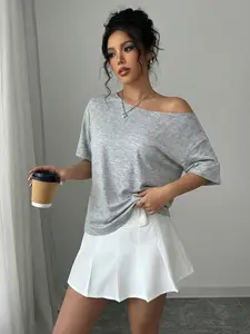 Short Sleeve Top for Women, Comfortable and Breathable Casual Fashion Basic Fitted Tee, Versatile for Layering or Standalone Wear