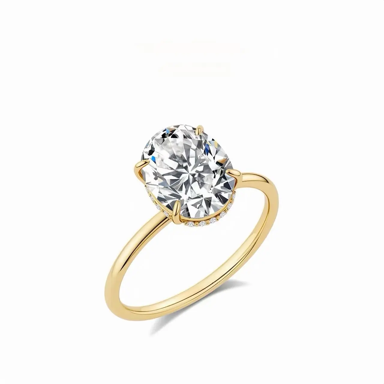 9K Lab-Grown Oval Diamond Ring - 2 ct, VS1 Clarity, D Color, 4-Prong Setting, Light Luxury Premium Feel, Versatile for Everyday Wear & Engagement/Proposal, Artificial  Lab-Grown Diamond Jewelry pwq05183