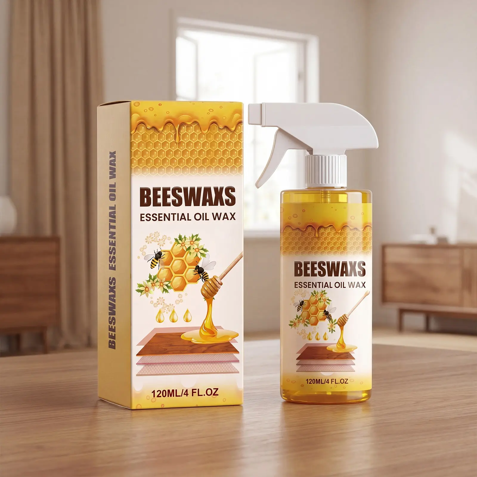 Wood Polish Beeswax Spray, Wood Care Polishing Color Protection Moisturizing Crack Repair, Essential Wood Treatment Spray