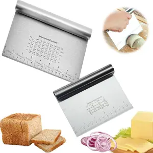 1pc Measuring Dough Cutter - Heavy Duty Bench Scraper for Baking & Pastry Prep
