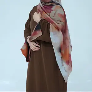 Abaya Two Pieces - Brown Color with Colorful Patterns, Comfortable Fit, Versatile Style for Various Occasions