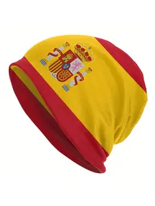 Unisex Spain Flag Beanie, Spanish Coat of Arms & Crown Emblem Hat, España Soccer Fan Gift