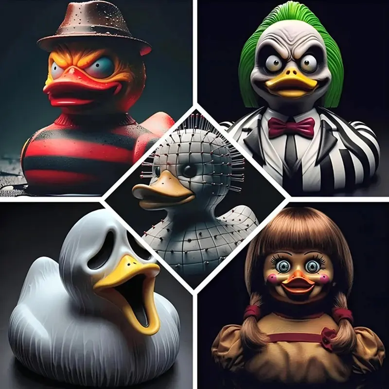 Retro movie horror duck ornament car accessory; classic horror movie themed duck Halloween decoration