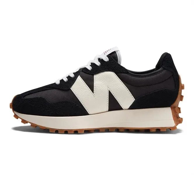 New Balance 327 Black White Gum Women's Trendy Running Shoes, Casual Daily Lifestyle Sneakers, Gym Walking Fashion Footwear