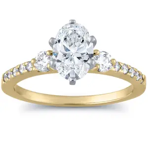 1 1/2 Ct Oval Diamond Engagement Ring 14k Yellow Gold Lab Grown