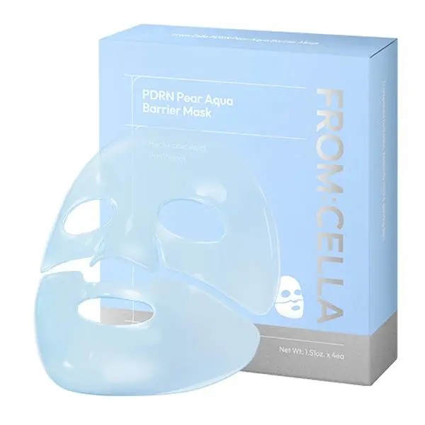 [From:Cella Official] FromCella PDRN Pear Aqua Barrier Mask, 4 Sheets, Korean Face Mask | Hydrating Hydrogel, Sensitive Skin, Cooling Soothing Overnight, Non-Comedogenic