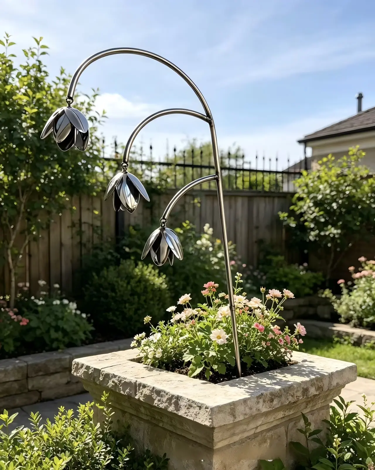 Metal Lily of the Valley Garden Stakes, Decorative Flower Plant Stakes, Outdoor Yard Art for Lawn, Flower Bed, Patio, Backyard & Garden Landscape Decoration