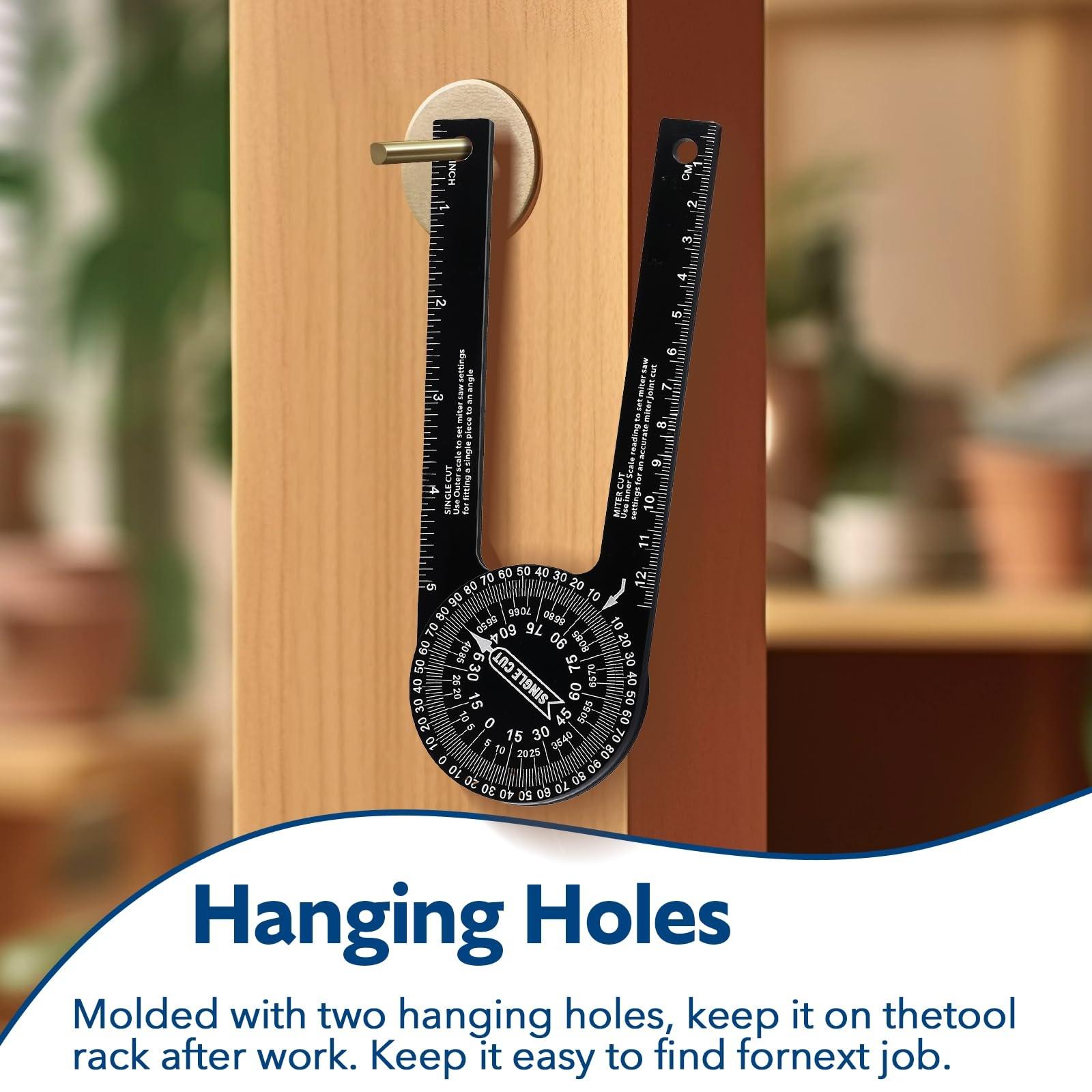 7 Inch Aluminum Miter Saw Protractor, Precision Angle Finder for Inside & Outside Cuts, Comes with Two Extra Straightedge Protractors for Woodworkers, Builders, Plumbers, Home DIY