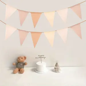 DIY Hemp Burlap Lace Triangle Flags (157.4"), Wedding Party Decorations, Pull Flag, Banner, Home Decoration, Room Decor, Birthday Party Decorations