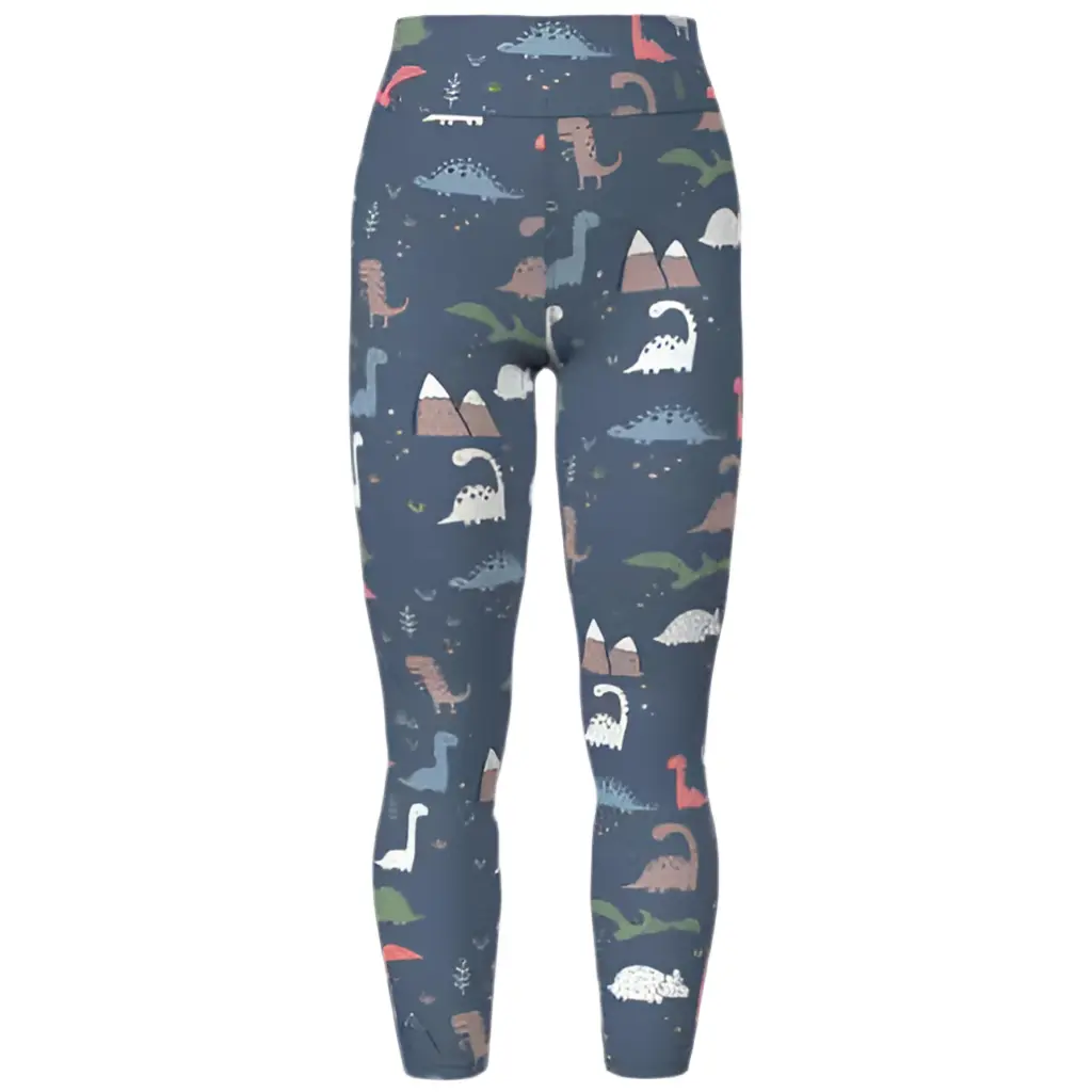 LuLaRoe Women's Buttery Soft Leggings - Polyester-Spandex Fabric Clothes with Blue Multi Dinosaur Print