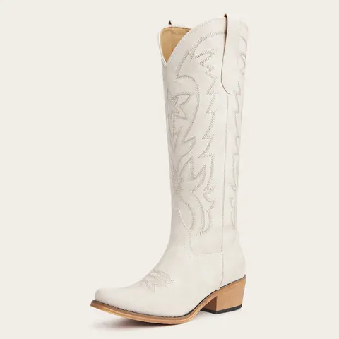 Redtop Women's Starburst Embroidered Beads Tall Western Cowboy Boot Shoes - Lightweight Classic Casual Rubber Shoes for Women with Side Zipper