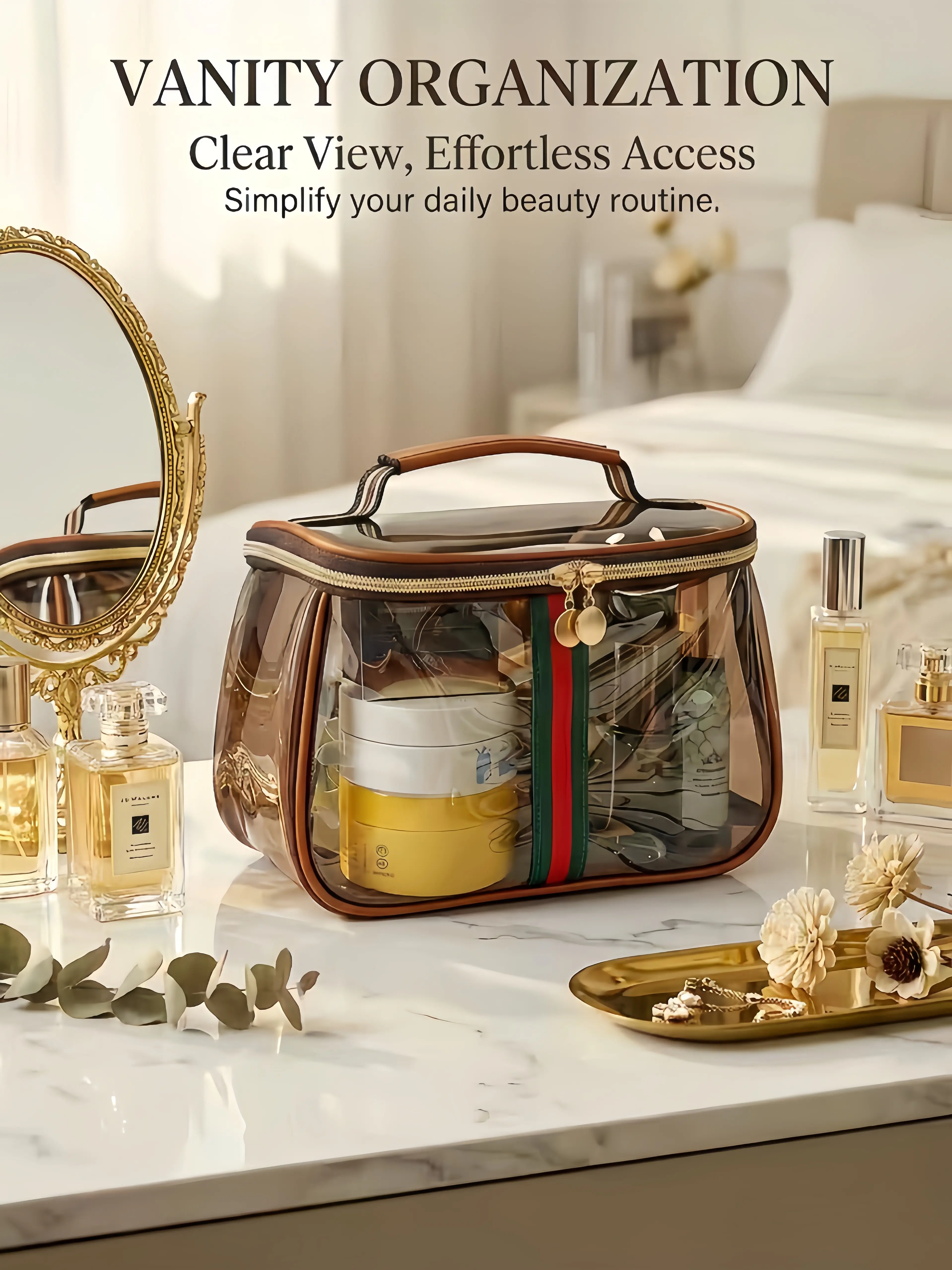 Classic Multifunctional Makeup Bag, Travel-Friendly Beauty Storage Pouch for Cosmetics & Makeup Tools