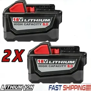 2PACK 8.0 AH For Milwaukee M18 Lithium Extended Capacity 48-11-1860 Battery high-quality with LED