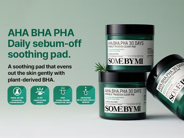 [SOME BY MI] AHA-BHA-PHA 30 Days Miracle Truecica Clear Pad - Exfoliating & Acne Treatment Pads for Face & Body - Korean Skin Care(70 Pads)