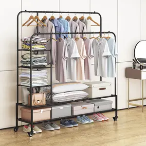 Heavy-Duty Rolling Garment Rack with Metal Shelf | Portable Clothes Organizer for Home, Drying Coats & Shirts Storage Solution Hangable hanging  rack