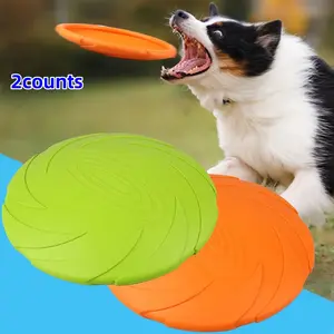 2 Durable Dog Toys 7 Inch Dog Frisbees, Natural Rubber Floating Discs for Pool Beach Park, Interactive Dog Toys for Training Fun