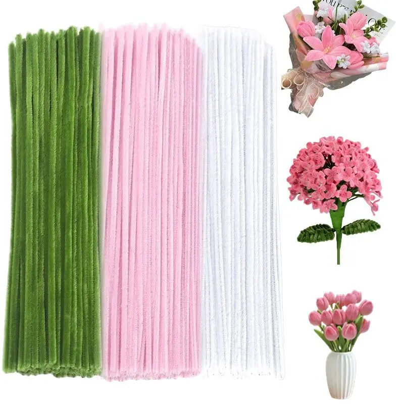 300 count Thick Pipe Cleaners Craft Supplies 3 Assortment Pastel Macaron Color Chenille Stems for Art and Craft Projects Creative DIY Decorations (Lily color-300pcs)