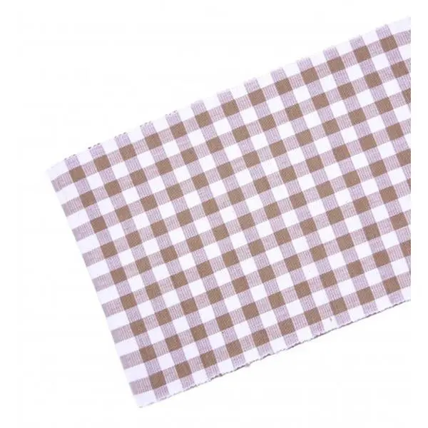 Contemporary Ribbed Checkered Table Runner, 13x36 in., Toro Beige Kitchen Linens for Household Textile Decor