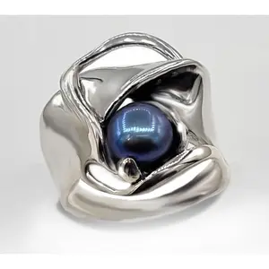 Hagit Sterling Silver Cultured Pearl Envelope Ring