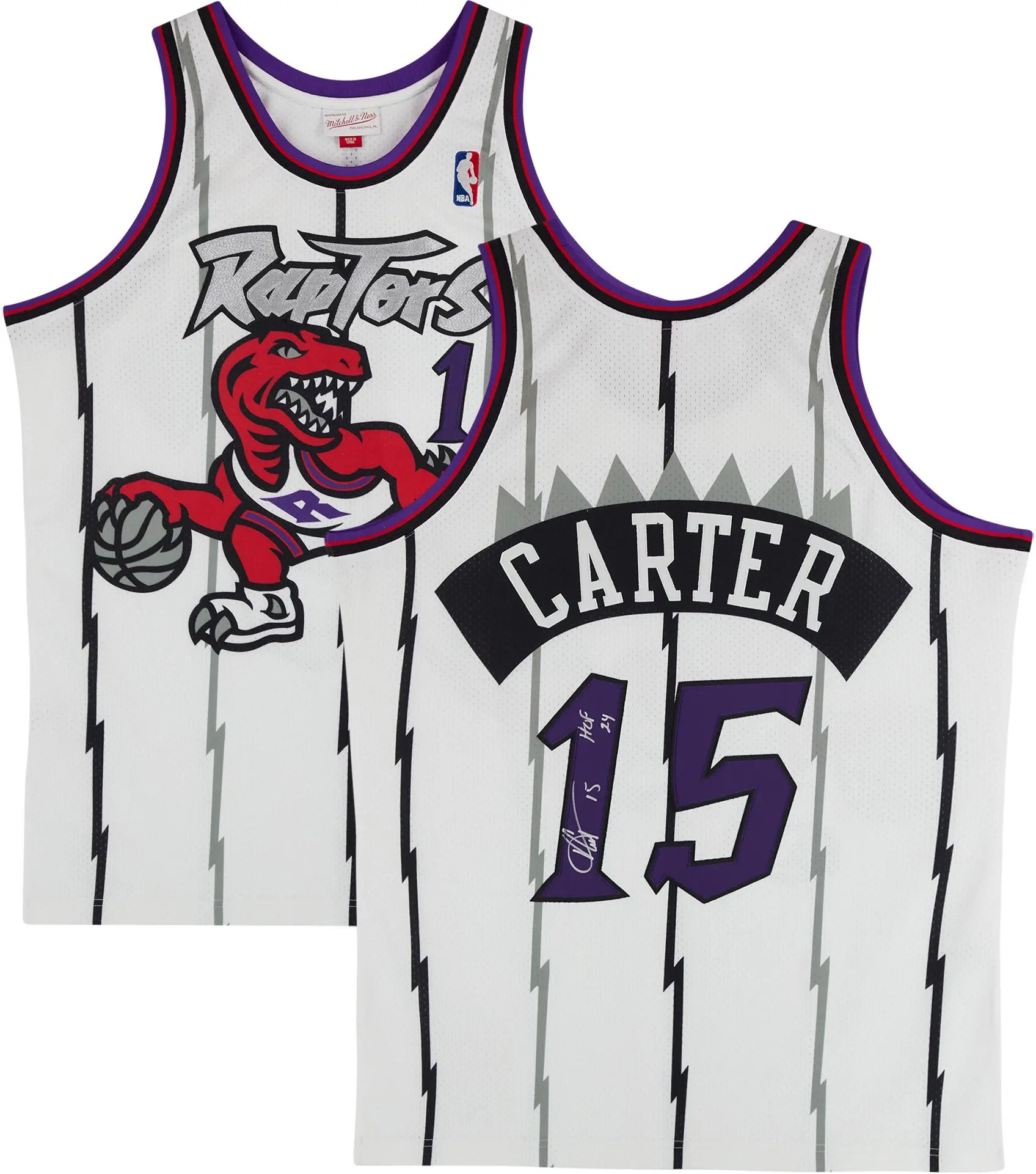Vince Carter Toronto Raptors Autographed Mitchell & Ness White 1998-99 Authentic Jersey with "24 HOF" Inscription - Fanatics Authentic Certified