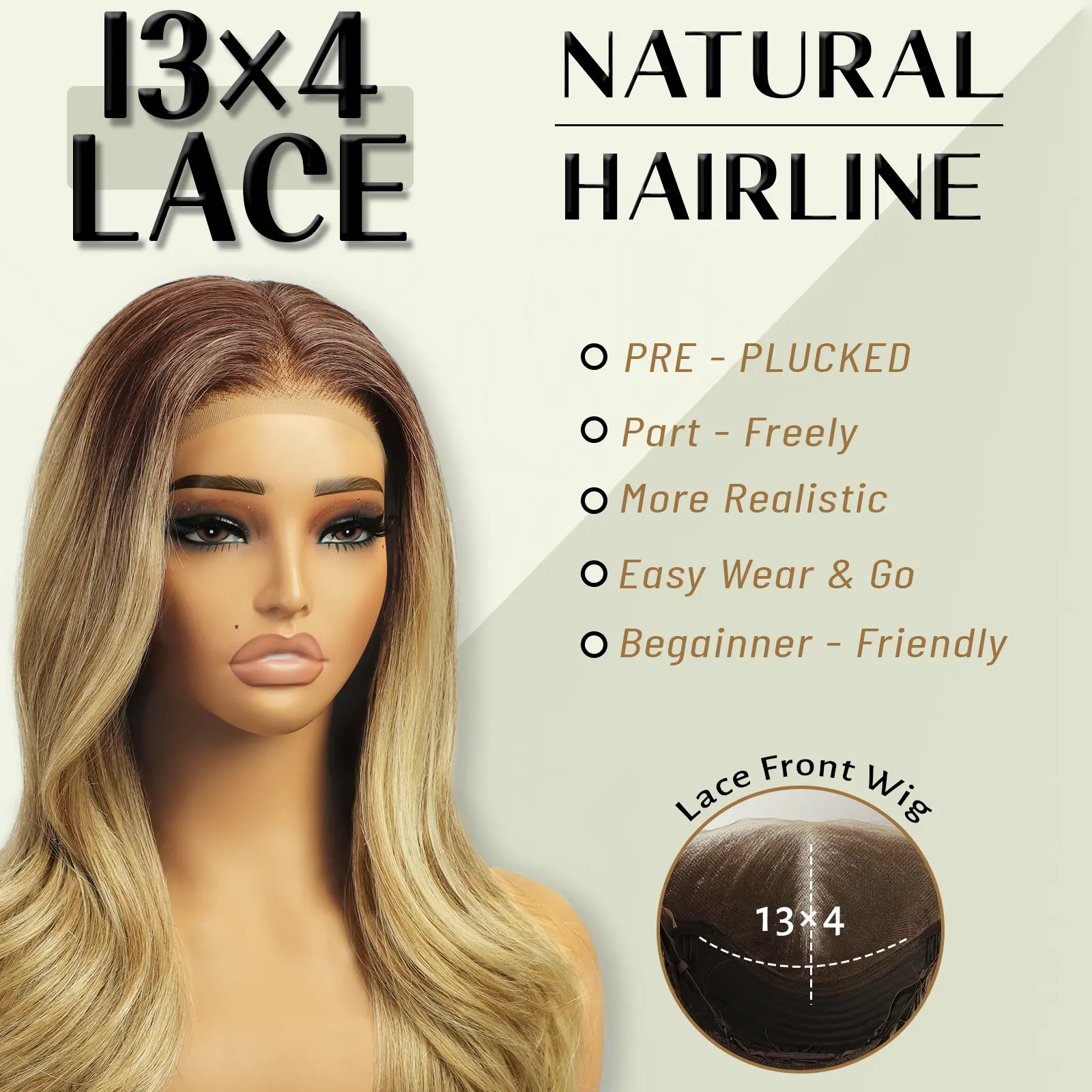 13*4 Lace Front Wig 26'' Ombre Blonde Layered Wave Synthetic Glueless Lace Wig Long Wavy Hair with Baby Hair Pre Pluck Ombre Wigs for Women Natural Daily Use
