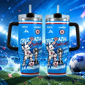 Cruz Azul Inspired Insulated Vacuum Flask Tumbler - 40oz/30oz La Máquina Liga MX 2026 Soccer Fan Cold Cup, Blue Champion Rabbit Mascot Leak Resistant Portable Drinkware, Mexican Football Game Day Gift (Straw Not Included), Insulated Tumbler, Cold Cup Tumb