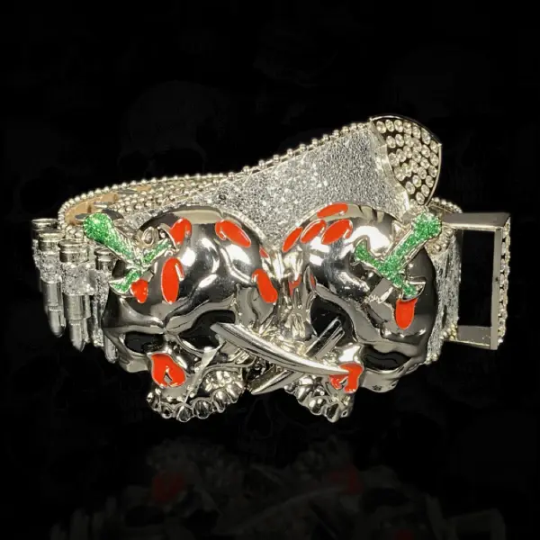 Shattered Chrome Bullet Belt - Silver