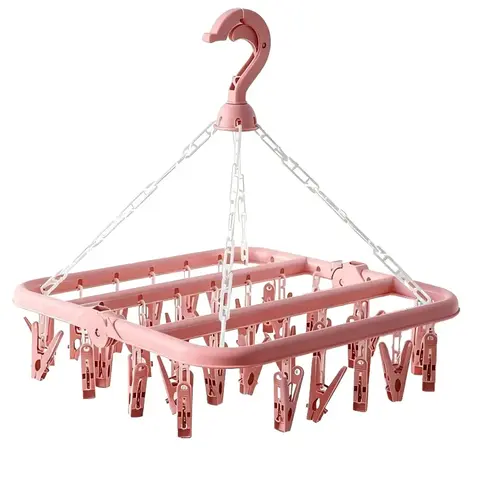 Classic Lightweight Compact Closet Organization Plastic Drip Organiser - Over-the-Door Hanger Organizer with 32 Clips, Adjustable Hooks, Hanging Household Clothes Hangers with Clips for Baby Clothes, Socks