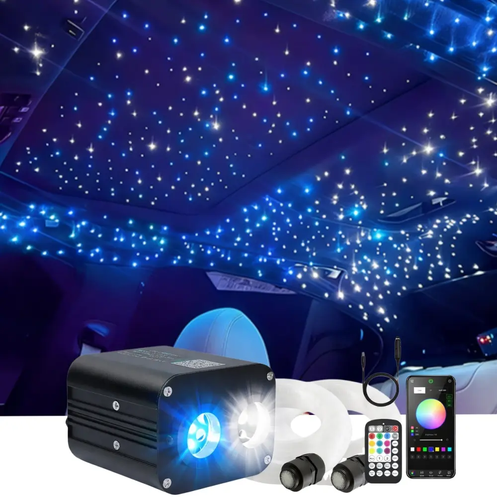 RGBW 1000 Starlight Headliner Kit, 20W Dual-Color Twinkle Starry Night Car Roof Lights with App Remote Control, Music Sync, 16Millions Color Changing Adjustable Decor light for SUV, Truck Interior