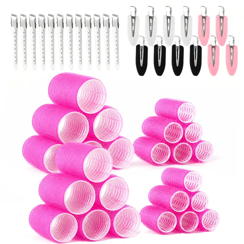 Women's 48-Pcs Self-Grip Hair Rollers Set with Metal Clips, Velcro Salon-Style No-Heat Volume Styling Kit for Bangs & Short/Medium/Long Hair