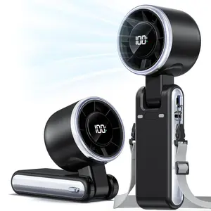 Handheld Portable Turbo Fan,with LED Display, USB Rechargeable Personal Cooler with 5 Speeds, Foldable Portable Fan for Makeup, Office, Outdoor,Travel