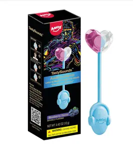 Amos Music Lollipop Candy, Audio Singing Lollipop, Individually Wrapped Natural Blueberry Flavor (1 Pack)