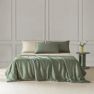 4pcs Summer Bedding Set, Silk-Like Fabric, Soft & Elastic, Ideal for Dorms, Bedrooms, Hotels, Includes Duvet, Pillowcases, Sheet