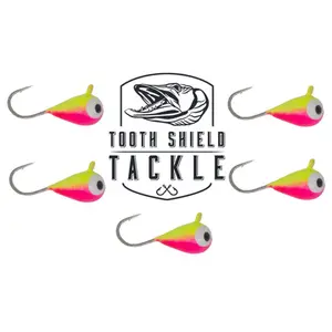Tungsten UV Glow Ice Fishing Jigs 4mm / 5mm 5 Pack (Pink Lemonade)