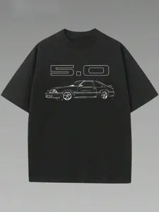 Fox Body Mustang T-Shirt Free Shipping, 5.0 Line Art Graphic Tee, Classic Ford Muscle Car Shirt for Men, Unisex Casual Car Enthusiast Gift