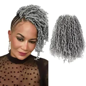8 inch Yanky Twist Crochet Hair 10 Packs, Pre-looped Short Mini Spring Twists Micro Yankee Passion Braids （200 Strands, Gray)